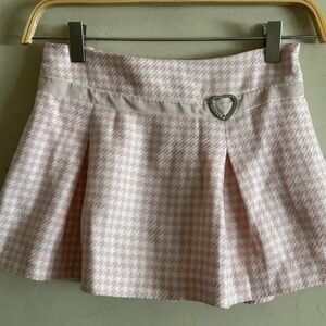 Pink Houndstooth Skirt with Crystal Heart